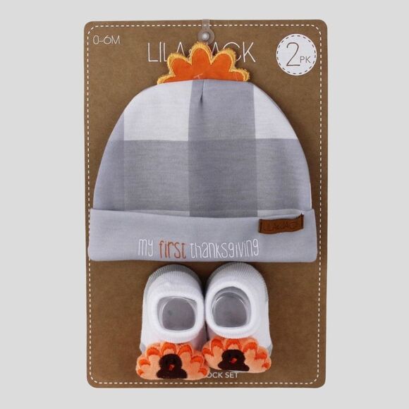 NWT LILA and JACK My first Thanksgiving Hat & socks - Picture 1 of 5